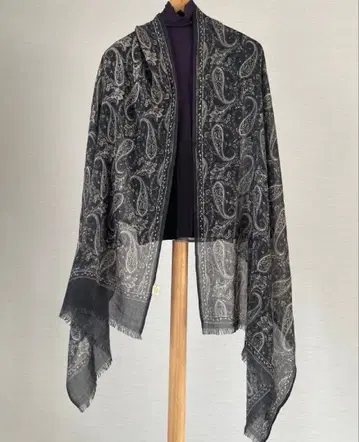 PASHMA 숄 대형 모노톤 페이즐리 무늬