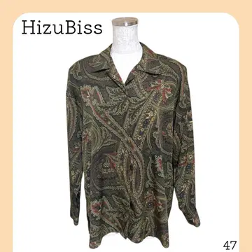 새상품급 HizuBiss 긴팔 셔츠 페이즐리 빈티지 어깨 패드 쇼와