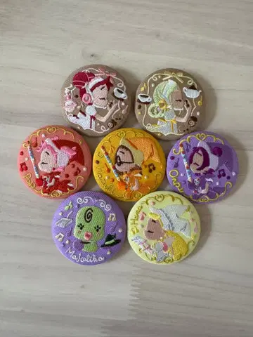 오쟈마녀 도레미 자수 캔뱃지 7개 세트