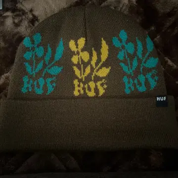 HUF 꽃무늬 니트 모자 브라운 사이즈 free