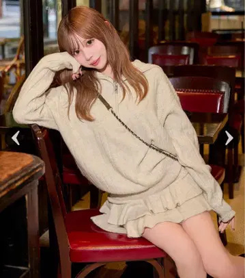 [ 완판템 ] michellMacaron 하트 니트 셋업