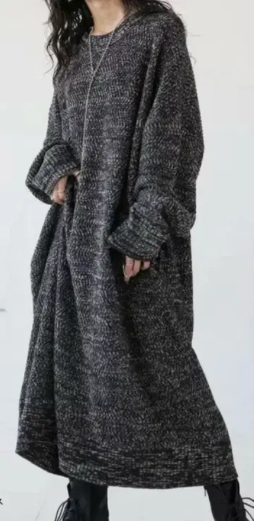 가격 인하 중 antiqua 믹스 니트 원피스