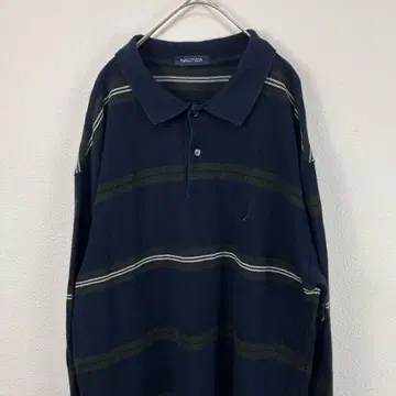 USA 구제 의류 nautica 노티카 두꺼운 긴팔 피케 셔츠 네이비