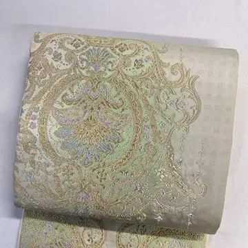 열린 나고야 오비 샹들리에 격자 화문 꽃 무늬 금실 기모노 112tz