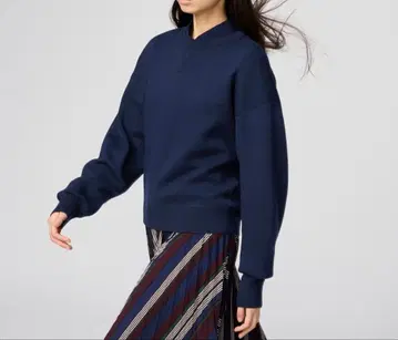 새상품 유니클로 C 스무스 코튼 크루넥 스웨터 XS 네이비