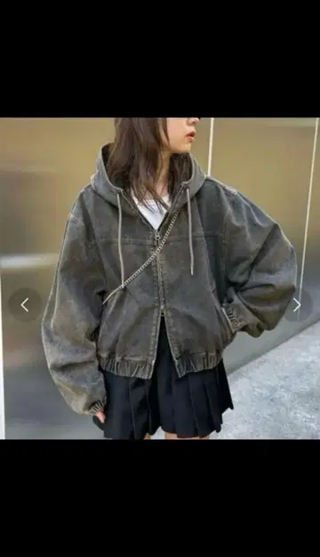 WHO'S WHO gallery 데님 후드티 더블 지퍼