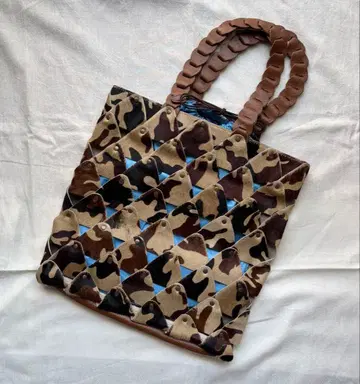 듀밀 DEUX MILLE 송치 가죽 컷워크 토트백 카모플라쥬