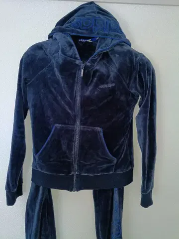 adidas 벨로아 지퍼 후드티, 스웨트 셋업 네이비