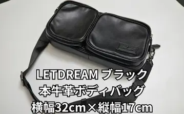 LETDREAM 새상품급 천연 가죽 바디백 올 블랙 숄더 2WAY