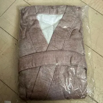 미사용 일본제 플레인 겉면 거즈 목욕 가운 브라운