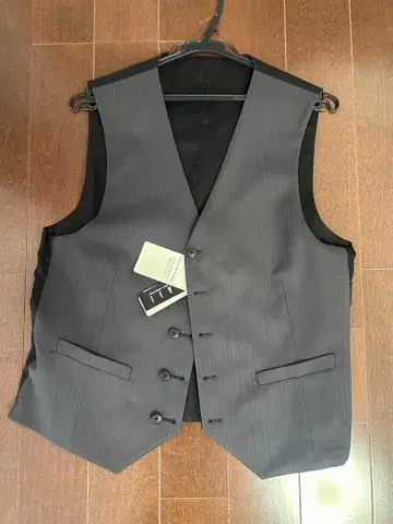 아오키 MAJI 수트 베스트 리버서블 블랙 그레이 스트라이프