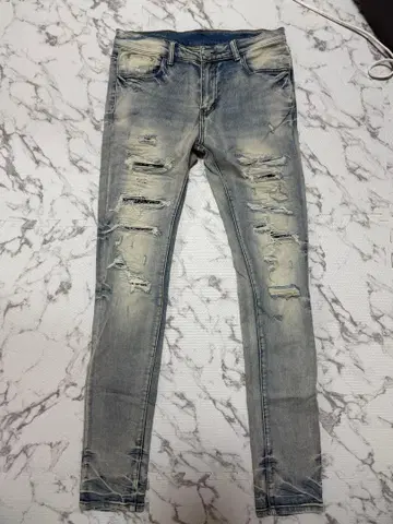 mnml 데미지 가공 스키니진