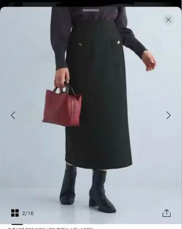 그린 라벨 패치 포켓 I 라인 타이트 스커트 블랙