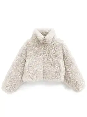 Grl 시프 퍼 숏 기장 블루종[on270] 아이보리