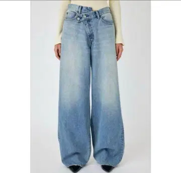 MOUSSY 크로스 웨이스트 와이드 스트레이트 BLU 2