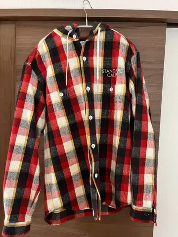 스탠다드 캘리포니아 헤비웨이트 플란넬 체크 셔츠 후드 부착