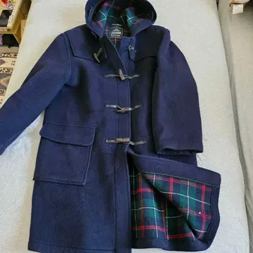 글로버올 더플 코트 영국제 네이비 체크 안감 XL 사이즈