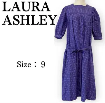 로라 애슐리 5부 소매 롱 원피스 앞뒤 착용 허리 벨트 스퀘어 넥