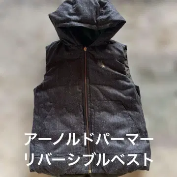 후드 부착 다크 그레이 다운 베스트