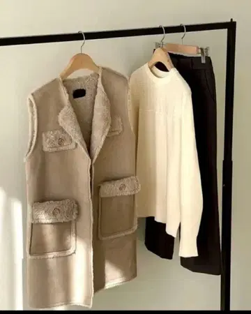 CANMART 무스탕 베스트 베스트 코트 베이지 Gold mine