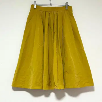 n0853 [로페] 일본제 머스타드 개더 플레어 스커트 허리밴딩