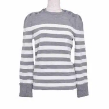 OBLI 오블리 보더 퍼프 슬리브 니트 그레이