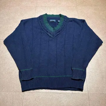 JOHN ASHFORD 스웨터 코튼 니트 V넥 빈티지 90s