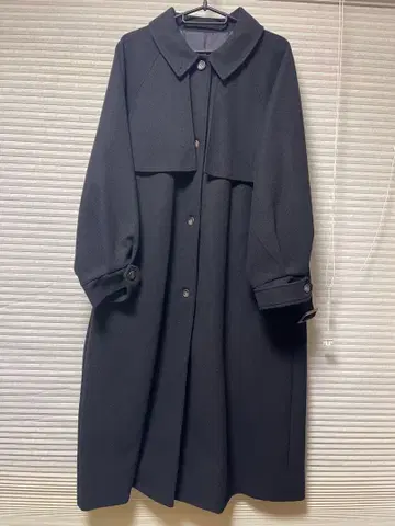 블랙 롱 코트 허리 벨트 포함