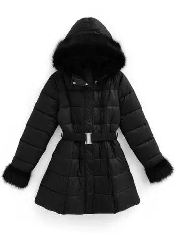 [GRL] 벨트 포함 퍼 A라인 다운 코트 kd79