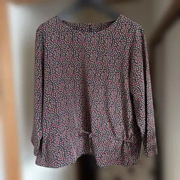 키이스 L 사이즈 44 꽃무늬 8부 소매 블라우스