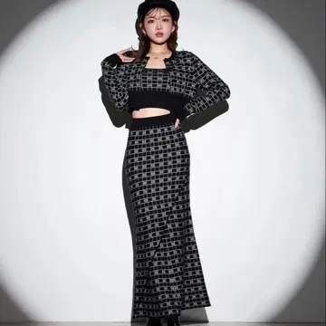 Darich DD 로고 자카드 앙상블 머메이드 스커트 세트