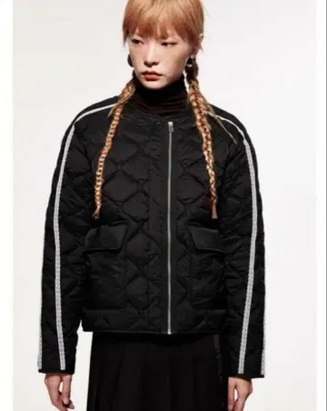 H&M 블랙 레이스 퀼팅 자켓