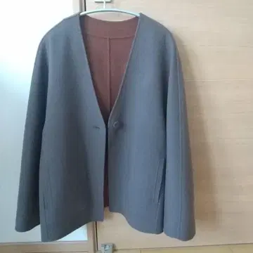 휴먼 우먼 멜톤 바이컬러 코트