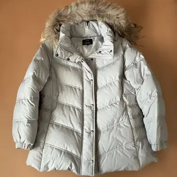 23구 빅 사이즈 44 라이트 그레이 다운 자켓 후드 부착