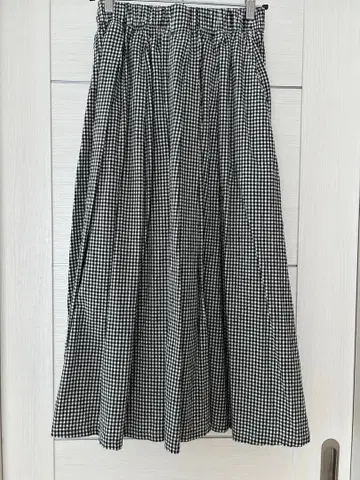 D.M.G. 깅엄 체크 플레어 롱 스커트