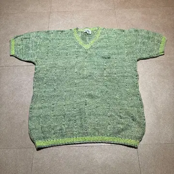 Missoni sport 스웨터 코튼 니트 반팔 V넥 옐로우 그린 L