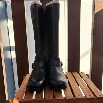 가죽 롱 부츠 버클 포함