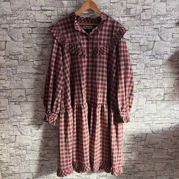 밀크페도 원피스 빨간색 체크