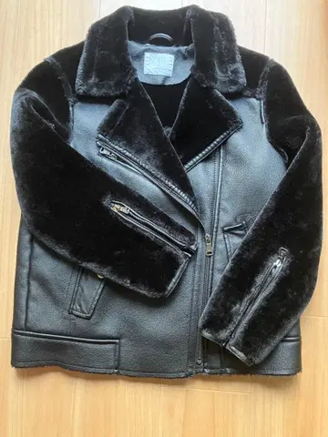 ZARA 인조 모피 라이더 자켓 M
