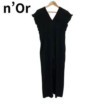 n'Or 블랙 슬리브리스 올인원 여름옷 V넥 프릴 프리