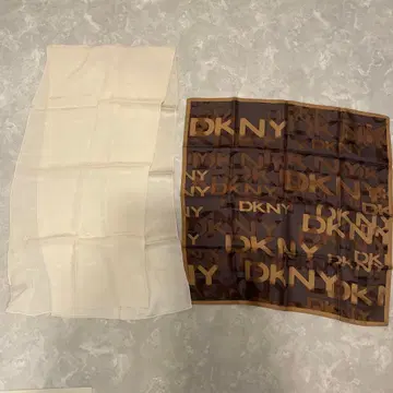 DKNY 아이보리 브라운 스카프 2개 세트
