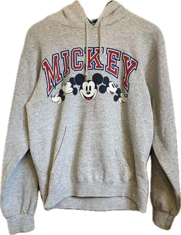 미키마우스 후드 부착 후드티 그레이