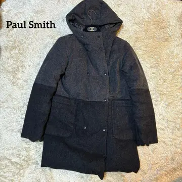 폴스미스 울 헤링본 절개 디자인 후드 부착 다운 코트 40