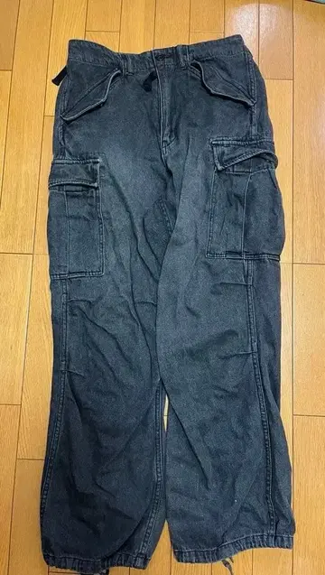 Avirex 데님 카고 팬츠 블랙 black