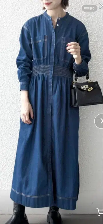 SHIPS any 셔링 데님 포켓 원피스 프리 사이즈