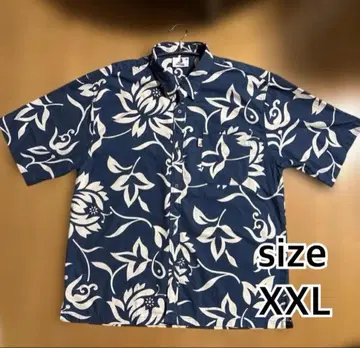 히나노 타히티 알로하 셔츠 타히티안 셔츠 더스티 블루 XXL