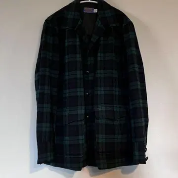 70년대 펜들턴 블랙워치 소가죽 버튼 울 셔츠 자켓