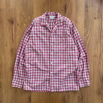 50s 옴브레 체크 오픈 카라 셔츠