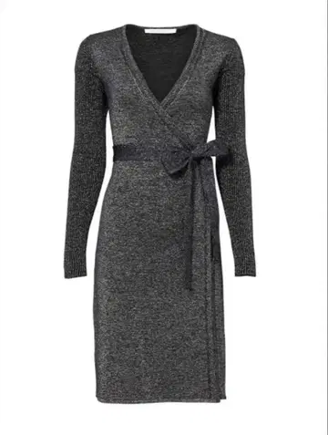 DVF 네이비 랩 원피스 긴팔