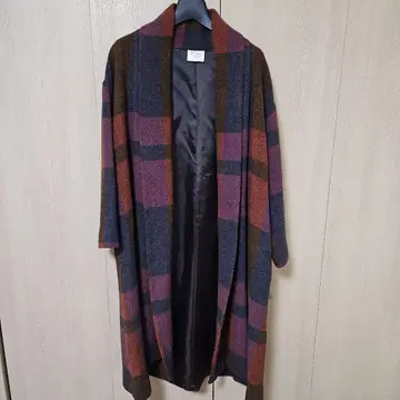 Yuni 체크 무늬 롱 코트